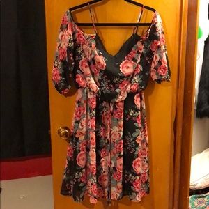 Floral print off the shoulder dress